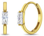 Bebe Gold Cercei Creole Copii Aur 14K cu Piatra CZ Taietura Baguette | 11 mm