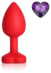 Mokko Toys Plug Anal din Silicon cu Cristal Inima Mov, Waterproof, 7 cm