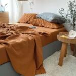 Kotonia Home Cearceaf de pat Kotonia Home, 100% bumbac, Olandina color, 220x240 cm, cacao (001368)