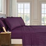Kotonia Home Cearceaf de pat Kotonia Home Deco, 100% bumbac, Damasc Saten, dimensiune dungi 1 cm, Violet, 150x240 cm (001906-150)