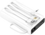 Setty SPB-LC-220 20000 mAh külső akkumulátor beépített kábelekkel, fehér