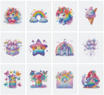 Figured Art Mini set 12 goblenuri cu diamante, fara sasiu, Fantezie, 18x15 cm (DR032)