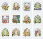 Figured Art Mini set 12 goblenuri cu diamante, fara sasiu, Ferestre, 18x15 cm (WD030)