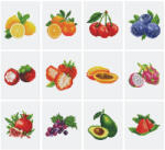 Figured Art Mini set 12 goblenuri cu diamante, fara sasiu, Fructe, 18x15 cm (FT017)
