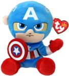 Ty Jucarie de Plus Captain America Ty, 15cm, Licentiat, Moale si Cuddly (36672390)