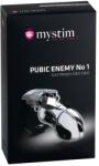 Mystim Pubic Enemy No. 1 Transparent Cușcă de castitate pentru penis cu lacăt și accesorii