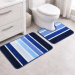 Kotonia Home Set 2 covorase baie - cu membrana antiderapanta, 100% fibre sintetice, albastru, 50×40 cm, 50×80 cm, Sandy Nadja (004421) Covor baie