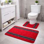 Kotonia Home Set 2 covorase baie - cu membrana antiderapanta, 100% fibre sintetice, rosu, 50×40 cm, 50×80 cm, Sandy Ros (004425) Covor baie