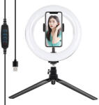 Puluz 20cm LED gyűrűs lámpa / állvány telefontartóval PKT3073B (PKT3073B) - kontaktor