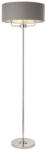 Endon Lighting ENDON Highclere 3lt Floor Bright nickel plate & charcoal fabric 3 x 40W E14 candle - ED-94378 (ED-94378)