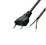 USE Home N 2/VDE hálózati csatlakozókábel, 1, 5 m, H03VVH2-F 2x0, 75 mm2 kábel, ónozott véggel, max. 500W, fekete (N 2/VDE)