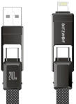 BlitzWolf BW-HDC7 4 az 1-ben USB-C+USB+Lightning kábel, 240W, 1.2m (fekete)