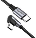 UGREEN US255 USB-C - USB-C könyökkábel, 3A, 60W, 0, 5m (fekete)
