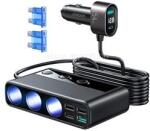 JOYROOM szivargyújtó adapter 3 szivargyújtó+5 USB+Type-C aljzat, LED jelzés, FEKETE (JOYROOM_JR-CL06) (JOYROOM_JR-CL06)
