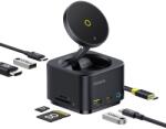Baseus Dokkolóállomás Baseus MagPro Series 7-in-1, mágneses vezeték nélküli töltés 15W, 4K HDMI, 2x USB-A, 1x UBS-C, 1x TF/SD, 1x PD, fekete