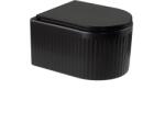 INVENA Set wc suspendat cu riflaje 3D negru mat, tornado cu capac softclose inclus, GLAMOUR Invena (CE-72-005-L)