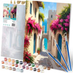 Massido Set pictură pe numere, Massido, model peisaj urban, 40 x 50 cm, multicolor, pânză numerotată, vopsele pe bază de apă, cu pensule, agățători de perete și elemente de prindere