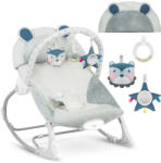 RicoKids Șezlong pentru copii, Ricokids, gri, 53 x 39 cm, bară de jucării detașabilă, spătar reglabil în 2 poziții, husă lavabilă, centură de siguranță în 3 puncte, cu vibrații, pe baterie (LR20 1, 5 V, nu est Balansoar bebelusi