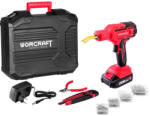WORCRAFT Pistol de sudură pentru plastic cu acumulator, Worcraft CPW-S20LiM ShareSYS, roșu/negru, 60 W, cu 400 capse, cu clește tăietor și cuțit cu lamă segmentată, 20 V 2 Ah Li-Ion, în geantă din plastic, cu 