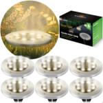 iLumen Lampă de grădină solară, Ilumen LS-104, argintiu, diametru: 12 cm, cu senzor de lumină, comutare automată, rezistentă la apă IPX4, cu acumulator, 6 bucăți