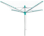 Leifheit 85286 Linomatic 500 Easy uscător de rufe pentru exterior, 50 metri suprafață de uscare, argintiu, cu mecanism de retragere a sforilor, cu agățătoare pentru umerașe, cu manșon de fixare în sol pentru b