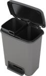 KIS Coș de gunoi, KIS Compatta, 2x 11 l, negru/gri, 28 x 38 x 43 cm, cu pedală, plastic, picioare antiderapante, cu două compartimente Cos de gunoi