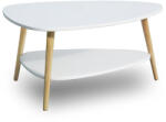ModernHOME Măsuță de cafea, ModernHome FH-CT0211, albă, 90 x 67 cm, formă triunghiulară, înălțime: 45 cm, 2 niveluri, picioare din lemn de pin, blat MDF, picioare cu protecții pentru pardoseală Masa de cafea