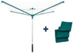 Leifheit 82007 Linomatic 500 Deluxe Cover uscător de rufe pentru exterior, 50 m suprafață de uscare, argintiu, cu sistem Easy-Lift, cu mecanism de retragere a sforilor, cu husă de protecție
