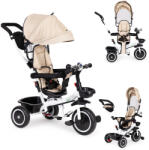 ECOTOYS Tricicletă cu trei roți, ECOTOYS YM-BT-2, bej, scaun rotativ, copertină detașabilă, mâner de ghidare pentru părinte, centură de siguranță în 5 puncte, bară de protecție, roți din spumă EVA durabile, c