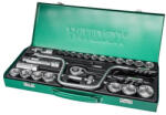 Honiton Set chei tubulare, Honiton ST400026 SN-23, 26 piese, cutie verde, 1/2", cu clichet, cu articulație cardanică, cu prelungitoare, cu cheie de bujii