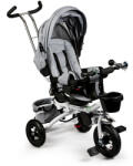 ECOTOYS Tricicletă cu trei roți, ECOTOYS JM-068-17, gri, scaun rotativ, copertină detașabilă, mâner pentru părinți, centură de siguranță în 5 puncte, bară de protecție, spătar înclinabil, roți durabile, capac
