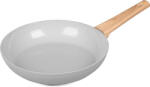Magic home Tigaie, MagicHome Harmony, 28 cm, gri deschis, bază pentru inducție, finisaj efect lemn, acoperire ceramică, pentru toate plitele, ușor de curățat