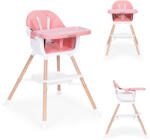 ECOTOYS Scaun de masă, ECOTOYS HC508, roz, 2 în 1 cu reglare pe înălțime, cu tavă detașabilă, picioare metalice, centură de siguranță în 5 puncte, greutate maximă suportată: 20 kg Scaun de masa bebelusi, inaltator