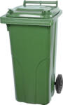 Europlast Container pentru deșeuri din plastic, pubelă de exterior pentru colectare selectivă, extra rezistentă, rezistentă la UV, cu roți, cu capac rabatabil - 240 l verde