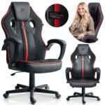 Sofotel Scaun gaming, Sofotel Master, negru/roșu, înălțime șezut 33-45 cm, roți cauciucate, cu pernă pentru cap, sarcină maximă 120 kg