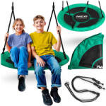Neo-Sport Leagăn tip cuib, Neo-Sport Swingo, negru/verde, diametru: 105 cm, impermeabil, înălțime reglabilă a frânghiei: 137-179 cm, cadru din oțel, căptușit, poliester Oxford 600D, capacitate de încărcare: 150 Leagan