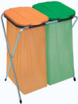 Strend Pro Suport pentru saci menajeri, Strend Pro Ecofix-2 Duo, dublu, capacitate sac: 20-130 l, cadru galvanizat, 66 × 42 × 78 cm, capace portocaliu + verde