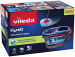 Vileda Set de mop, Vileda H2Pro, cu pedală, cu găleată cu două compartimente, rotativ, cap din microfibră, cap triunghiular, lavabil la mașina de spălat