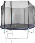 Strend Pro Trambulină de grădină, Skipjump GS10, negru/albastru, diametru: 305 cm, rotundă, înălțime: 73 cm, plasă de siguranță exterioară de 180 cm, scară, cadru din oțel, 3 picioare duble, capacitate de încărc
