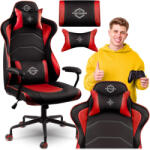 Sofotel Scaun gaming, Sofotel Katarina, roșu, 41-48 cm, înălțime reglabilă, funcție de balans, piele ecologică, roți cauciucate, cu pernă lombară și tetieră