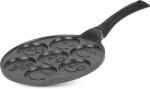 Magic home Tigaie pentru clătite, MagicHome, 27 cm, negru, inducție, 7 compartimente, pentru clătite și ouă ochiuri cu model smiley, antiaderentă, din fontă