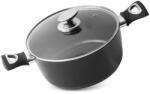 Magic home Cratiță, MagicHome Black Line, 24 cm, 4 l, neagră, strat de marmură, antiaderentă, bază pentru inducție, cu capac