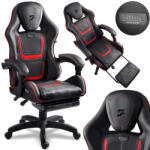 Sofotel Scaun gaming, Sofotel Specter, negru/roșu, înălțime șezut 42-52 cm, roți cauciucate, cu suport pentru picioare, înclinabil, cu pernă pentru cap, sarcină maximă 120 kg