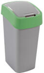 Keter Coș de gunoi, Curver Flip Bin, 50 l, gri-argintiu/verde, deschidere manuală, capac rabatabil, plastic, practic Cos de gunoi
