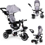 ECOTOYS Tricicletă cu trei roți, ECOTOYS YM-BT-2, gri, scaun pivotant, copertină detașabilă, mâner parental, centură de siguranță în 5 puncte, bară de protecție, roți durabile din spumă EVA, capacitate de înc