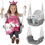 Ricokids Leagăn pentru copii, Ricokids, gri/alb, model cu elefant, înălțime reglabilă a corzilor: 130-160 cm, convertibil, greutate maximă suportată: 30 kg, dreptunghiular Leagan