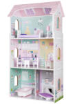 ECOTOYS Căsuță de păpuși din lemn, ECOTOYS 4121, Reședința Jagodowa, 52, 3 x 27 x 95 cm, 3 niveluri, 4 camere, 8 piese de mobilier, de la 3 ani Casuta papusi