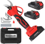 Bauerkraft Foarfecă de tăiat cu acumulator, Bauerkraft H-601, roșu, 2 x 21 V 1, 5 Ah Li-Ion, 600 W, până la 30 mm diametru, tăiere în două trepte, blocare de siguranță, geantă și accesorii, cu acumulatori și înc Foarfeca de gradina