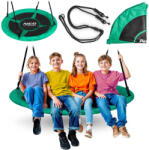Neo-Sport Leagăn tip cuib, Neo-Sport Swingo, negru/verde, diametru: 125 cm, rezistent la apă, înălțime reglabilă a frânghiilor: 137-179 cm, cadru din oțel, căptușit, poliester Oxford 600D, capacitate de încărca Leagan