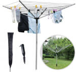 MultiGarden Uscător de rufe pentru exterior, MultiGarden 4JM-60MAC, argintiu, cadru din aluminiu, cu suprafață de uscare de 60 m, rotativ, pliabil, înălțime reglabilă, husă de protecție